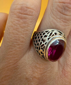 Soviet sterling silver ring with ruby Uk size O1/2