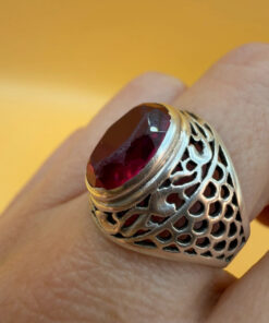 Soviet sterling silver ring with ruby Uk size O1/2