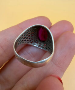 Soviet sterling silver ring with ruby Uk size O1/2