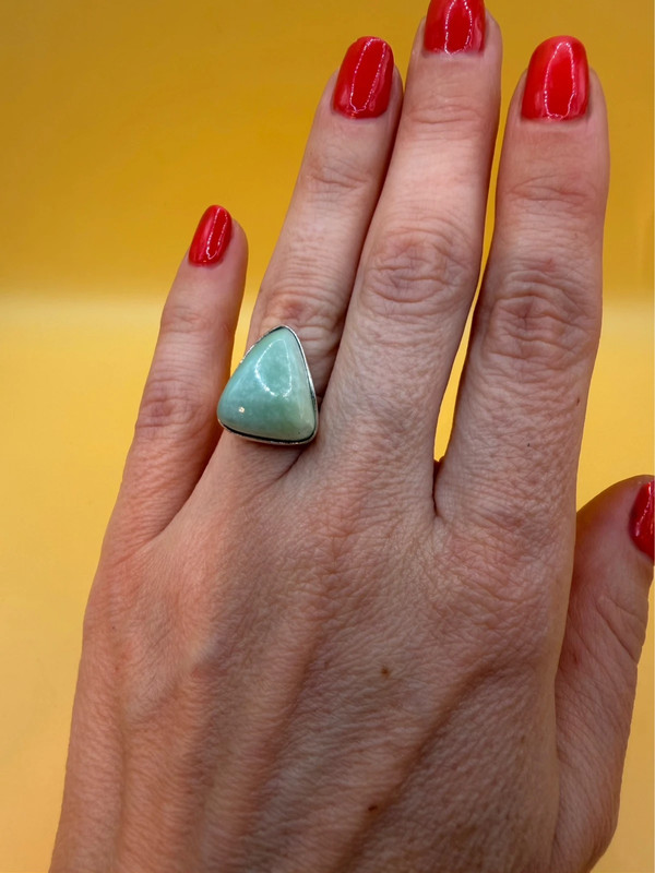 Hememorphite Larimar 925 Silver Plated Ring Uk size L1/2