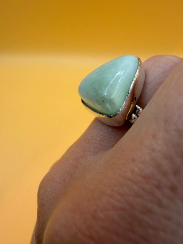 Hememorphite Larimar 925 Silver Plated Ring Uk size L1/2