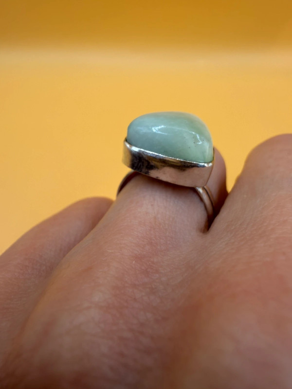Hememorphite Larimar 925 Silver Plated Ring Uk size L1/2