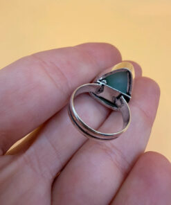 Hememorphite Larimar 925 Silver Plated Ring Uk size L1/2