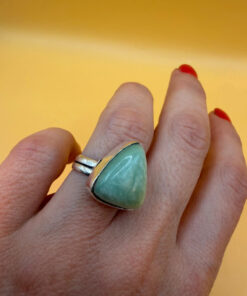 Hememorphite Larimar 925 Silver Plated Ring Uk size L1/2
