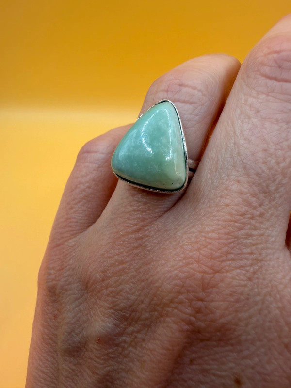 Hememorphite Larimar 925 Silver Plated Ring Uk size L1/2