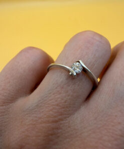 Sterling silver ring with sparkling CZ UK size N#35