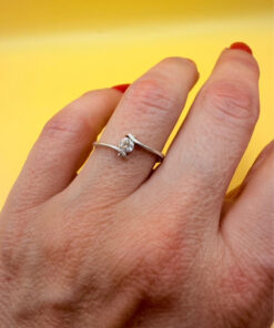 Sterling silver ring with sparkling CZ UK size N#35