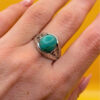 Vintage Silver Mark Sterling Silver Natural Amazonite Solitaire Ring -UK Size S1/2