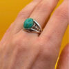 Vintage Silver Mark Sterling Silver Natural Amazonite Solitaire Ring -UK Size S1/2