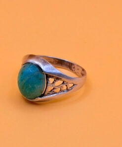 Vintage Silver Mark Sterling Silver Natural Amazonite Solitaire Ring -UK Size S1/2