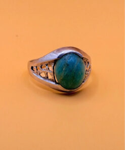 Vintage Silver Mark Sterling Silver Natural Amazonite Solitaire Ring -UK Size S1/2