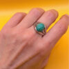 Vintage Silver Mark Sterling Silver Natural Amazonite Solitaire Ring -UK Size S1/2