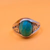 Vintage Silver Mark Sterling Silver Natural Amazonite Solitaire Ring -UK Size S1/2
