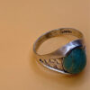 Vintage Silver Mark Sterling Silver Natural Amazonite Solitaire Ring -UK Size S1/2
