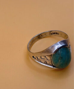 Vintage Silver Mark Sterling Silver Natural Amazonite Solitaire Ring -UK Size S1/2