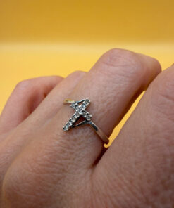 Sterling silver ring cross Uk sizeP#35
