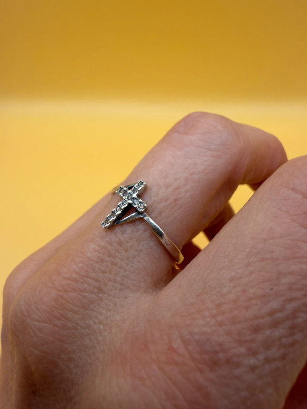 Sterling silver ring cross Uk sizeP#35