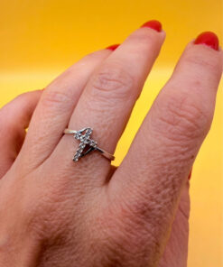 Sterling silver ring cross Uk sizeP#35