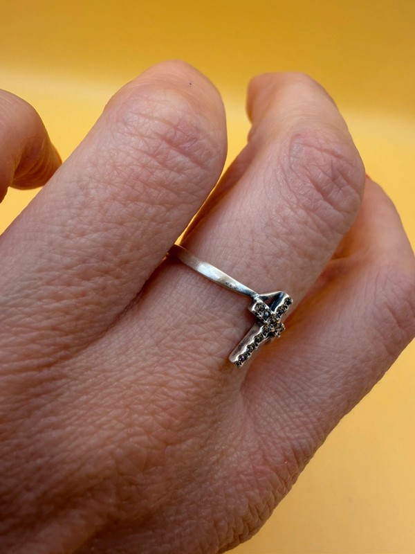 Sterling silver ring cross Uk sizeP#35