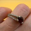 Sterling silver ring with natural garnet Uk size O#117