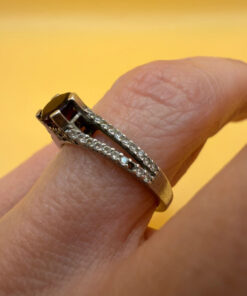 Sterling silver ring with natural garnet Uk size O
