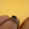 Sterling silver ring with natural garnet Uk size O#117