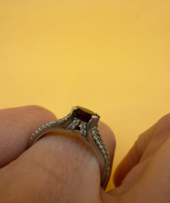 Sterling silver ring with natural garnet Uk size O