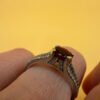 Sterling silver ring with natural garnet Uk size O#117