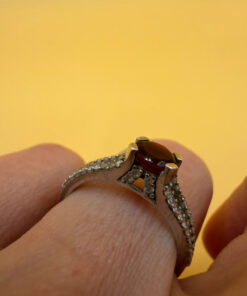 Sterling silver ring with natural garnet Uk size O