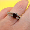 Sterling silver ring with natural garnet Uk size O#117