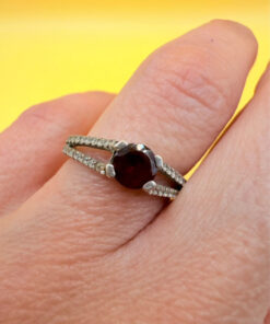 Sterling silver ring with natural garnet Uk size O