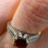 Sterling silver ring with natural garnet Uk size O#117