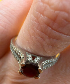 Sterling silver ring with natural garnet Uk size O