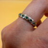 Stunning sterling silver ring with green stones Uk size O#146