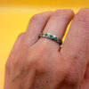 Stunning sterling silver ring with green stones Uk size O#146