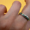Stunning sterling silver ring with green stones Uk size O#146