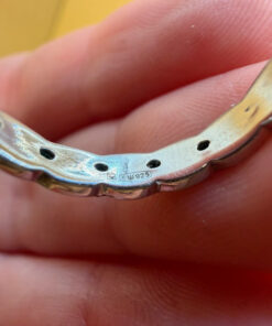 Stunning sterling silver ring with green stones Uk size O