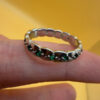Stunning sterling silver ring with green stones Uk size O#146