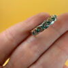 Stunning sterling silver ring with green stones Uk size O#146