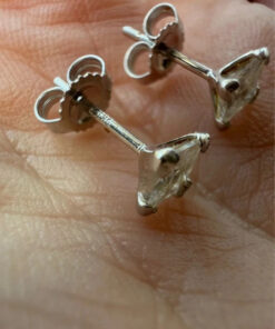 White gold 9 carat stud earrings with sparkling cubic zirconia #143