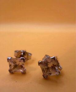 White gold 9 carat stud earrings with sparkling cubic zirconia