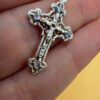 Sterling silver religious protective cross with four stones #143