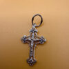 Sterling silver religious protective cross with four stones #143