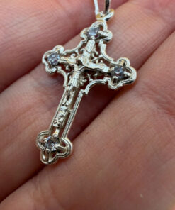 Sterling silver religious protective cross with four stones