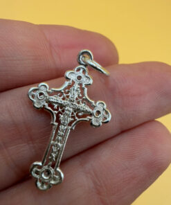 Sterling silver religious protective cross with four stones