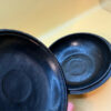 Russian Hand Painted Trinket Box Black Lacquer Round Vintage USSR Floral