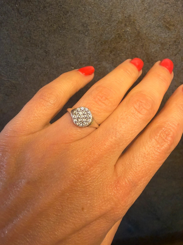 Sterling silver ring round Uk size K#35