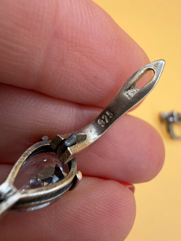 Incredibly beautiful sterling silver earrings with huge CZ#35