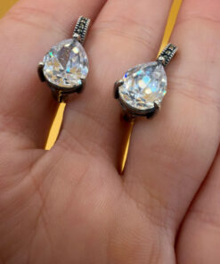 Incredibly beautiful sterling silver earrings with huge CZ#35