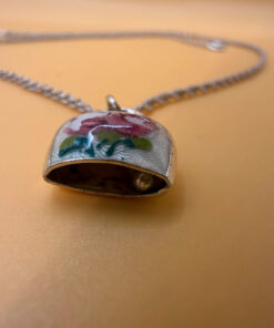 Silver bell-shaped pendant (jingles) and a Soviet-era silver chain